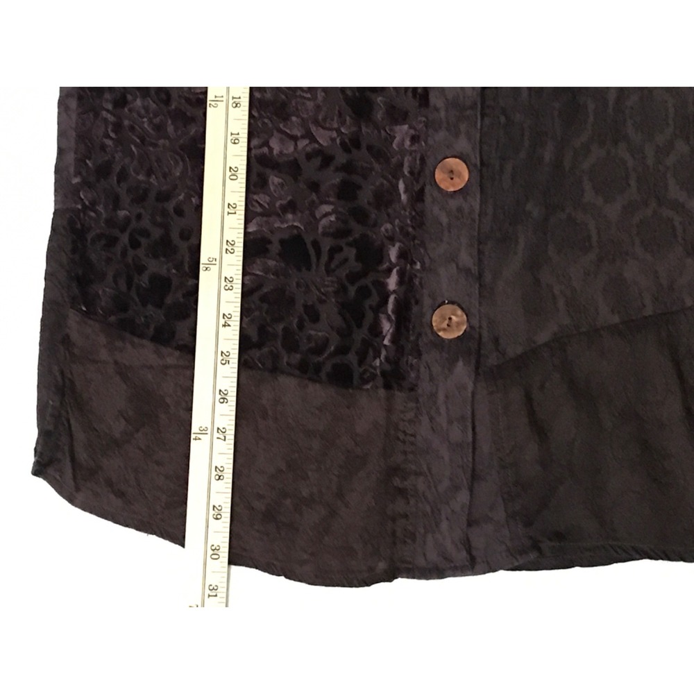 URU Velvet Burnout Sleeveless Blouse One‎ Size Purple Textured Jacquard Vintage - Picture 11 of 12